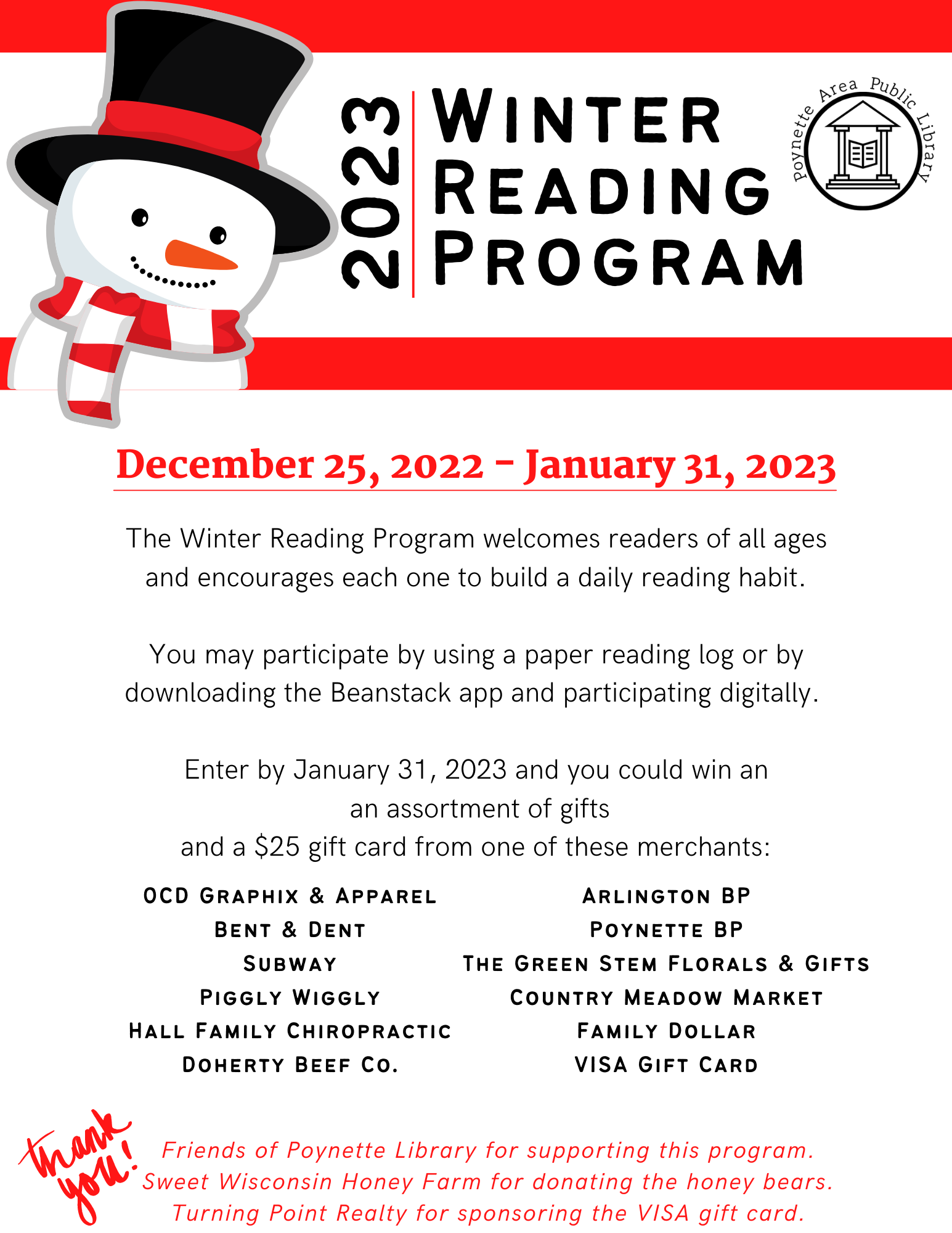 Winter Reading Program information