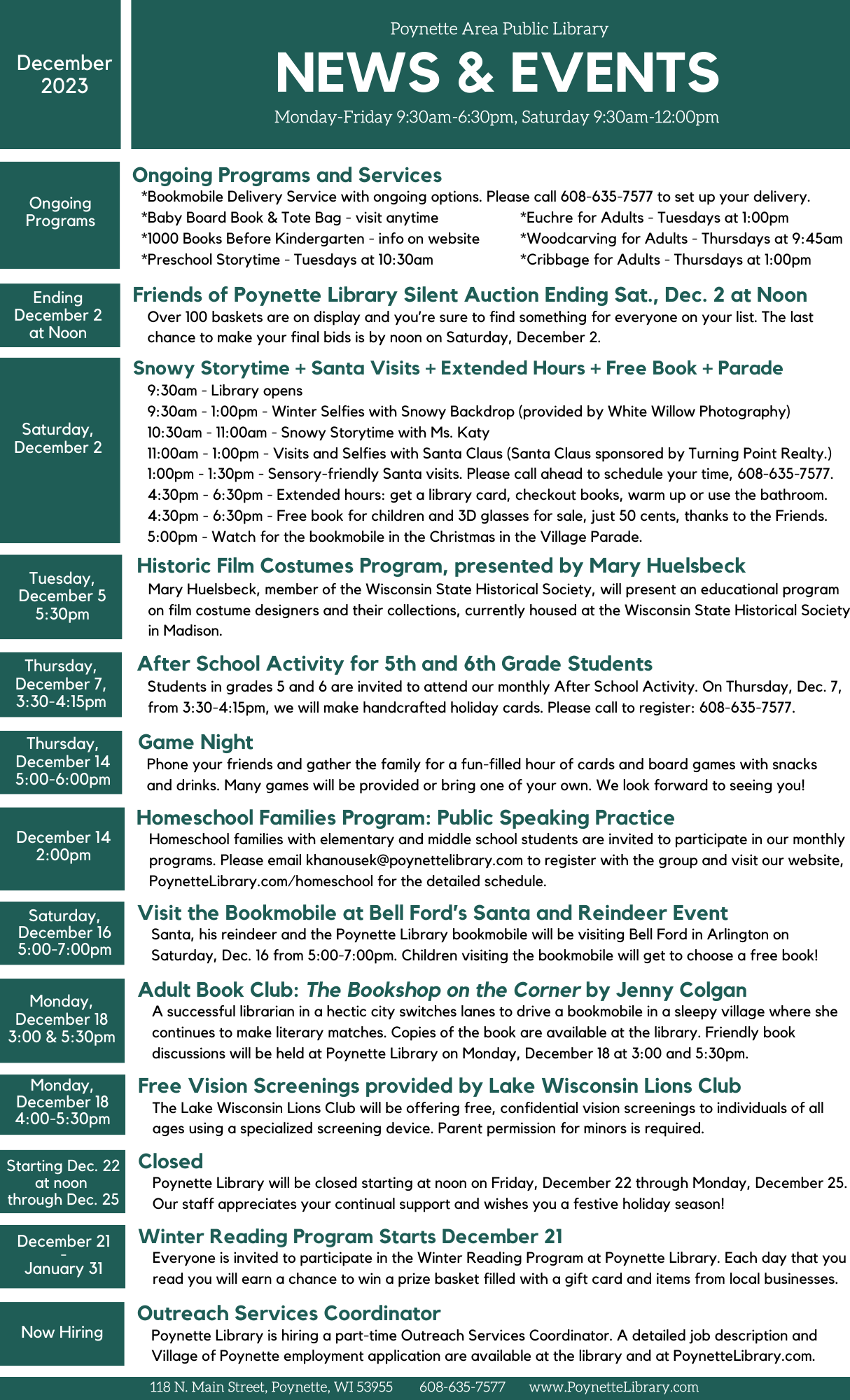 December 2023 News & Events Area Public Library