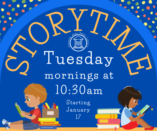 Storytime will start again on January 17 at 10:30am.