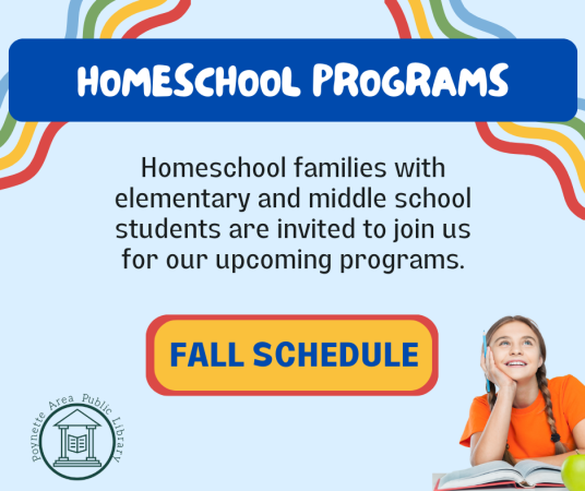 Homeschool progams. Click to see fall schedule.