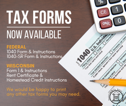 The library has tax forms available. 
