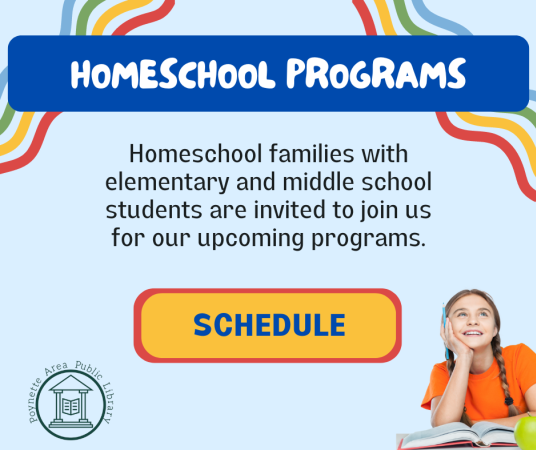 Homeschool programs schedule - click here.