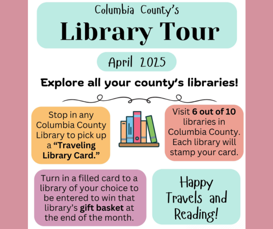 Columbia County Library tour April 1-30, 2025