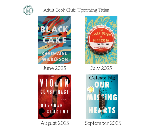 Adult Book Club titles for June-September